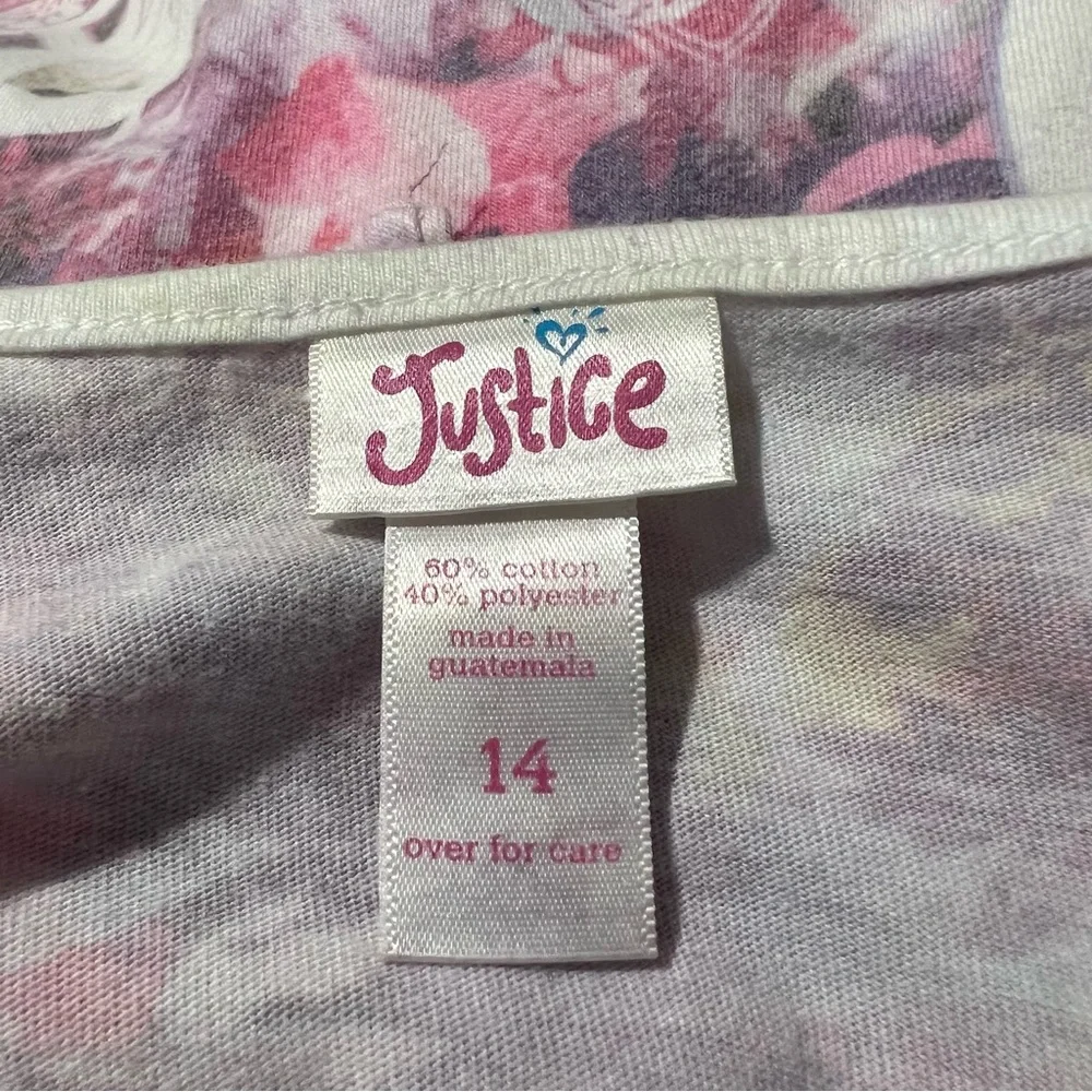 5/$25 Justice Girls Top 14 Pink Floral Sublimation Long Sleeve Tiered AQ11